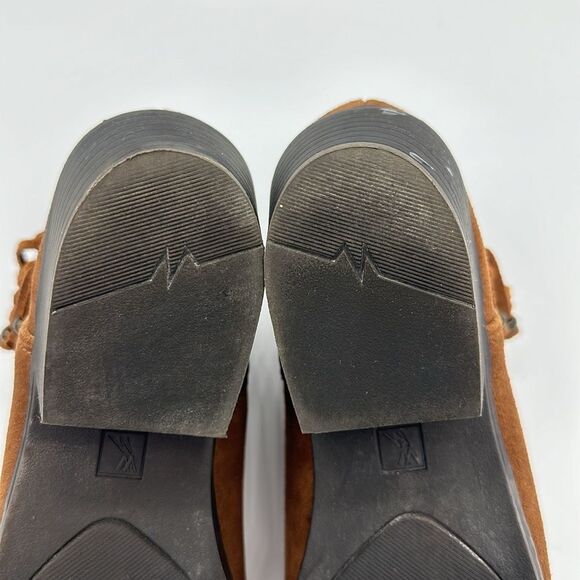 Leather Booties Size 7.5 Boho Brown Suede Fringe - Picture 11 of 11